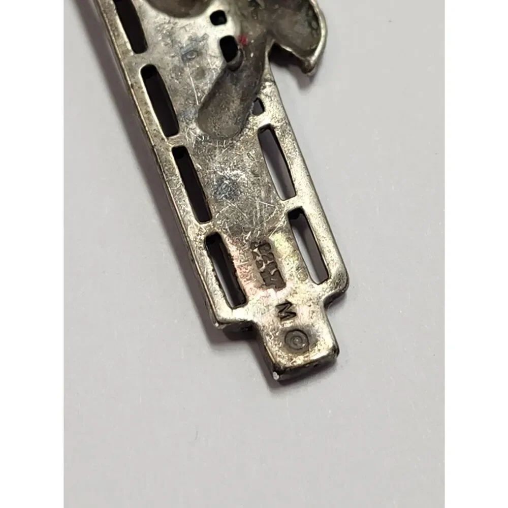 Vintage Sterling Silver Large Rose Cross Pendant Marcasite Oxidized - Picture 4 of 7